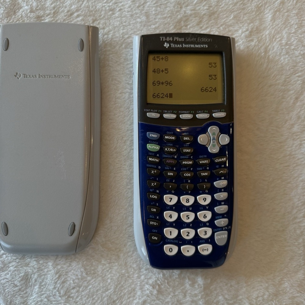 Texas Instruments TI-84 Plus SILVER EDITION Graphing Calculator w/ Cover TESTED
